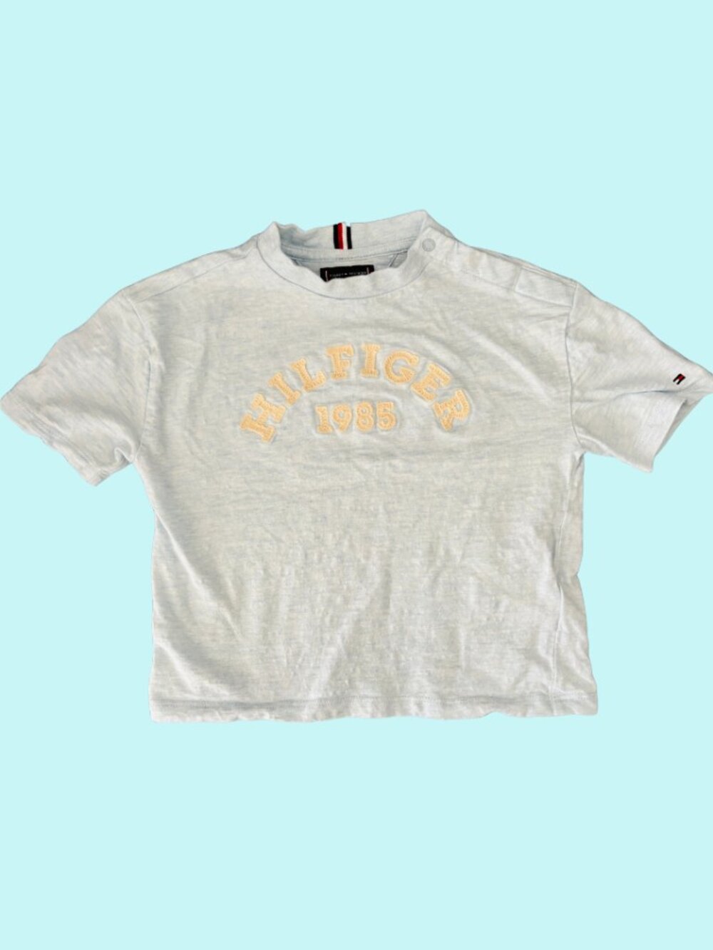 Tommy Hilfiger Kids Tee Size 92 Light Blue Logo Graphic T-Shirt